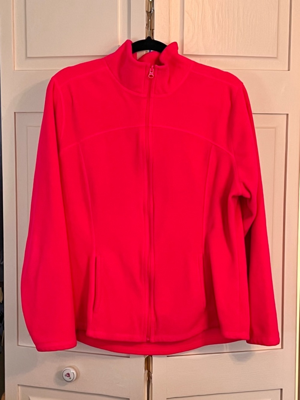 Old Navy Performance Fleece Full Zip Fitted Jacket Bright Neon Hot Pink Size XL